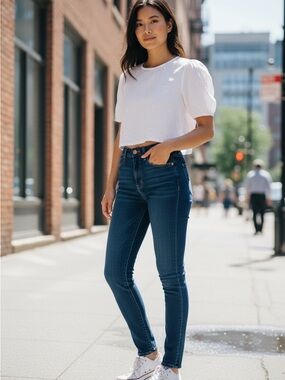 rag & bone Dark Blue High Rise Skinny Jeans